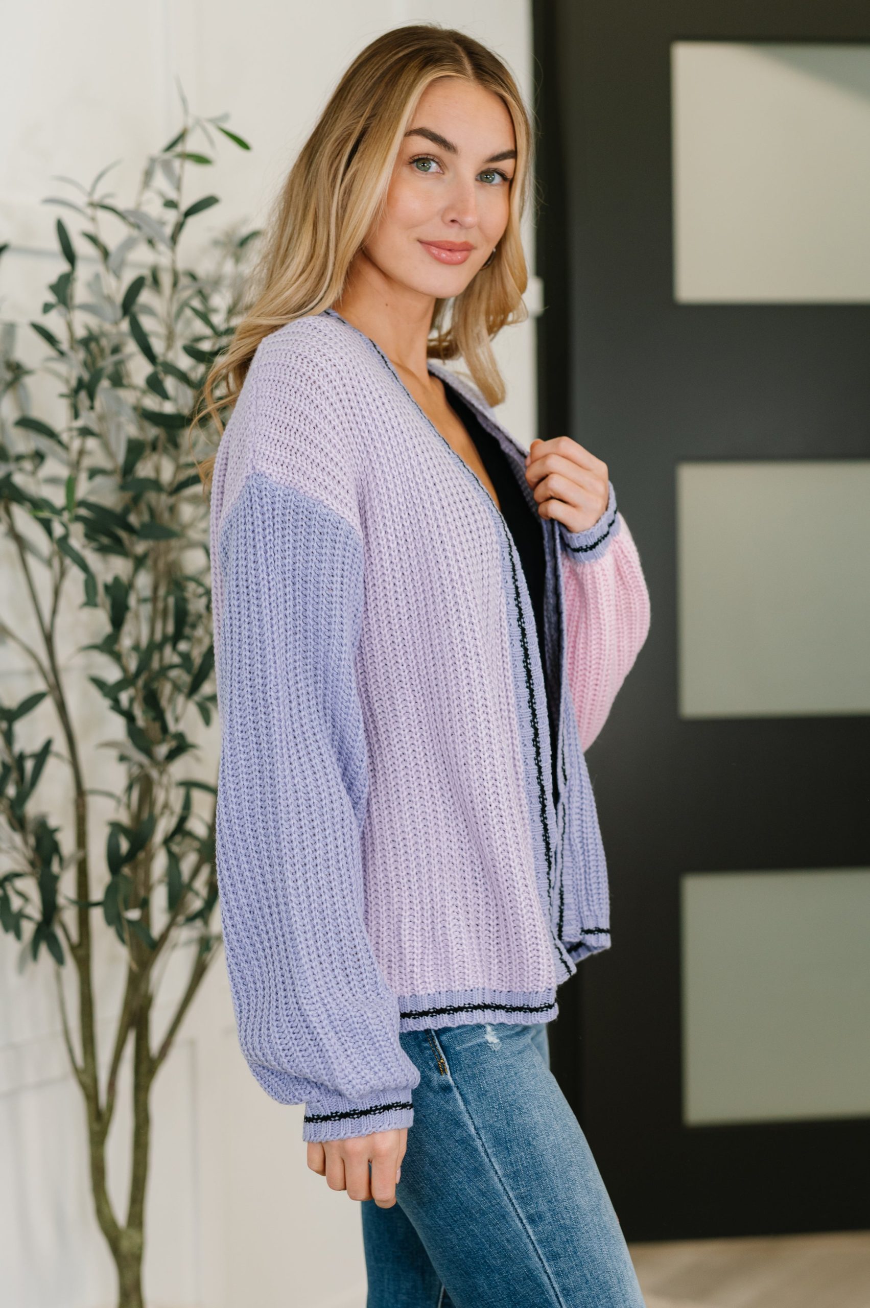 Coffee Date Color Block Cardigan - Image 4